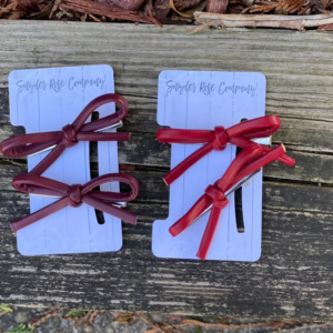 Handcrafted faux leather bow clips