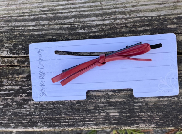Large Red Leather Bow Clip